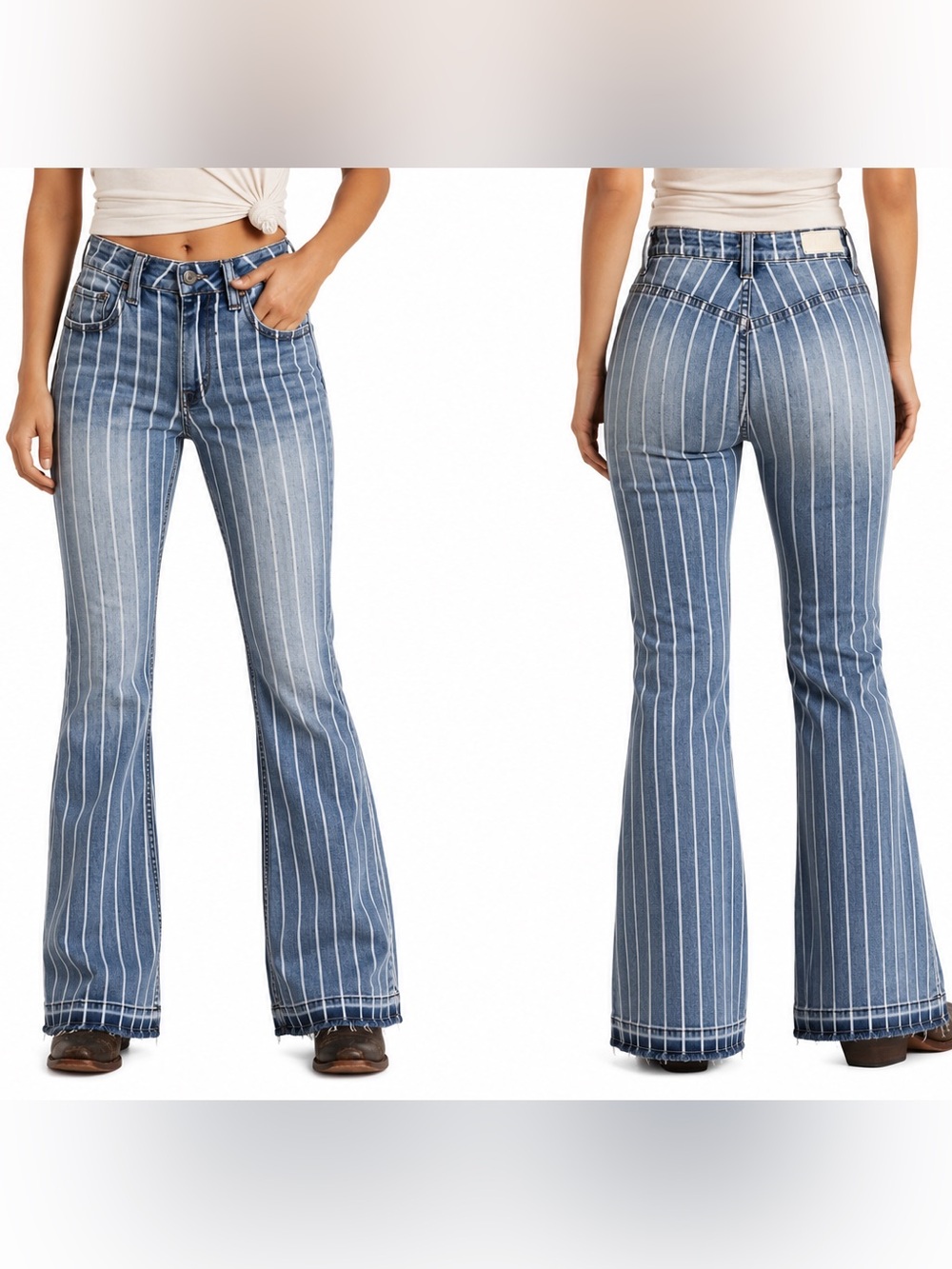 Rock & Roll Cowgirl High Rise railroad Striped Flare Jeans Women’s 30x36 Y2K